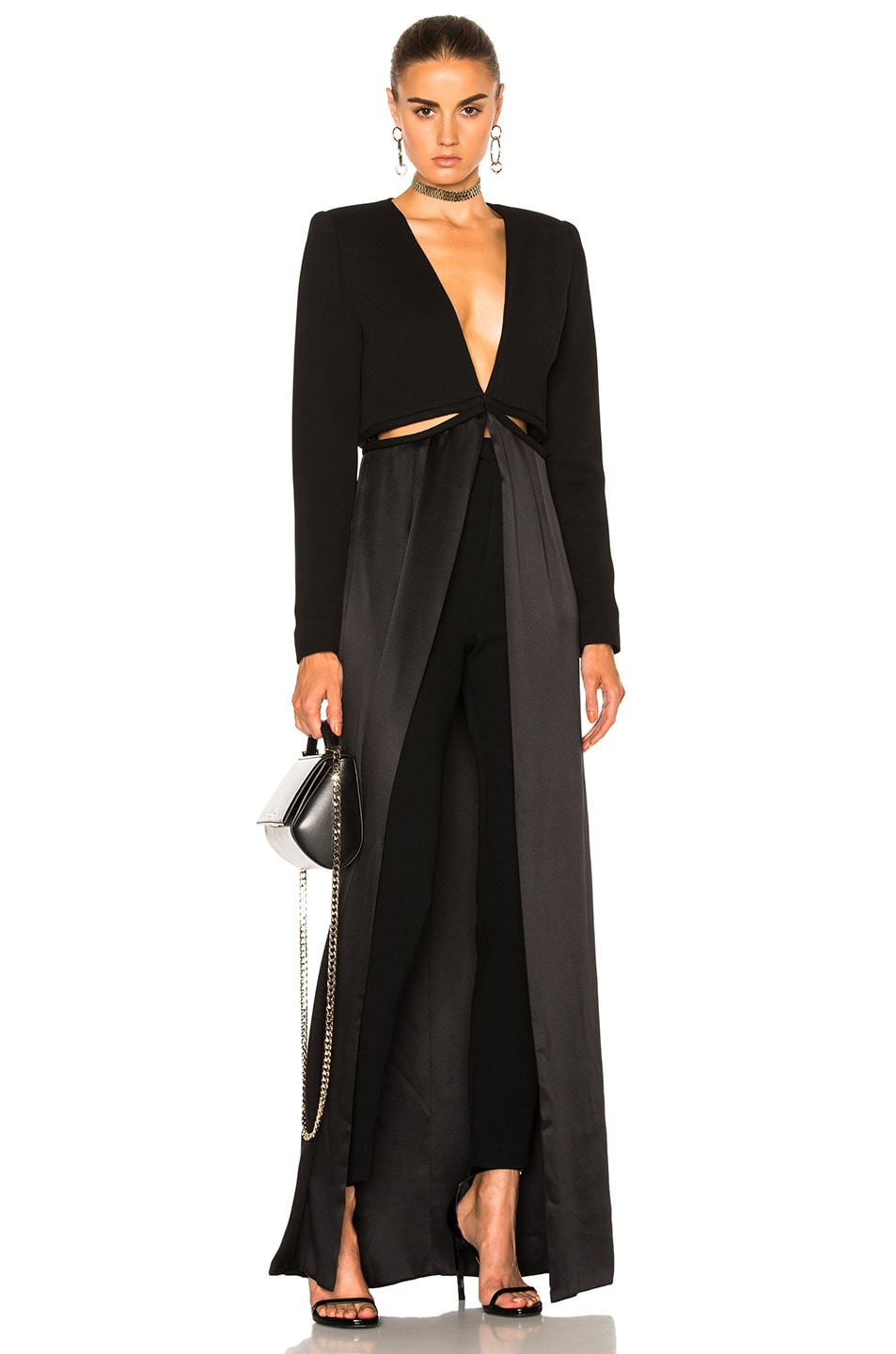 Image 1 of Brandon Maxwell Cut Out Coat Top in Black