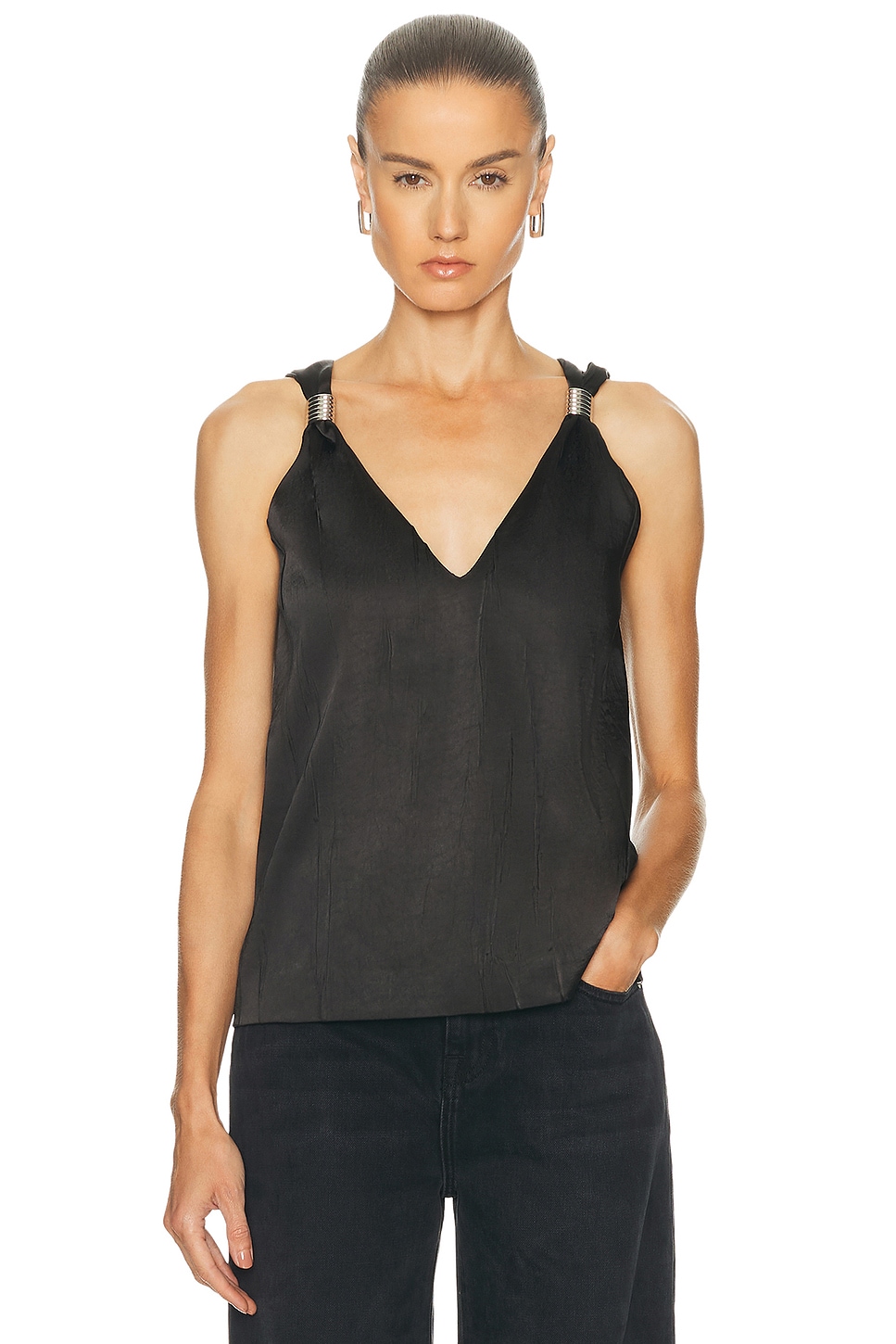 Image 1 of Brandon Maxwell Drew Tank Top in Black