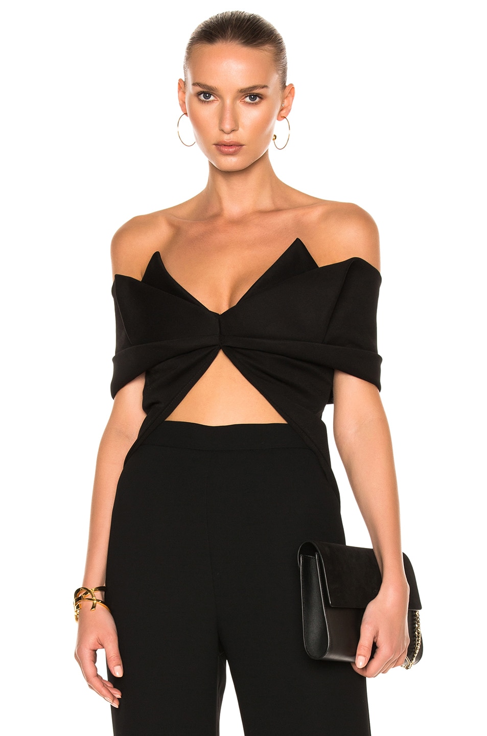 Image 1 of Brandon Maxwell Folded Bow Top in Black