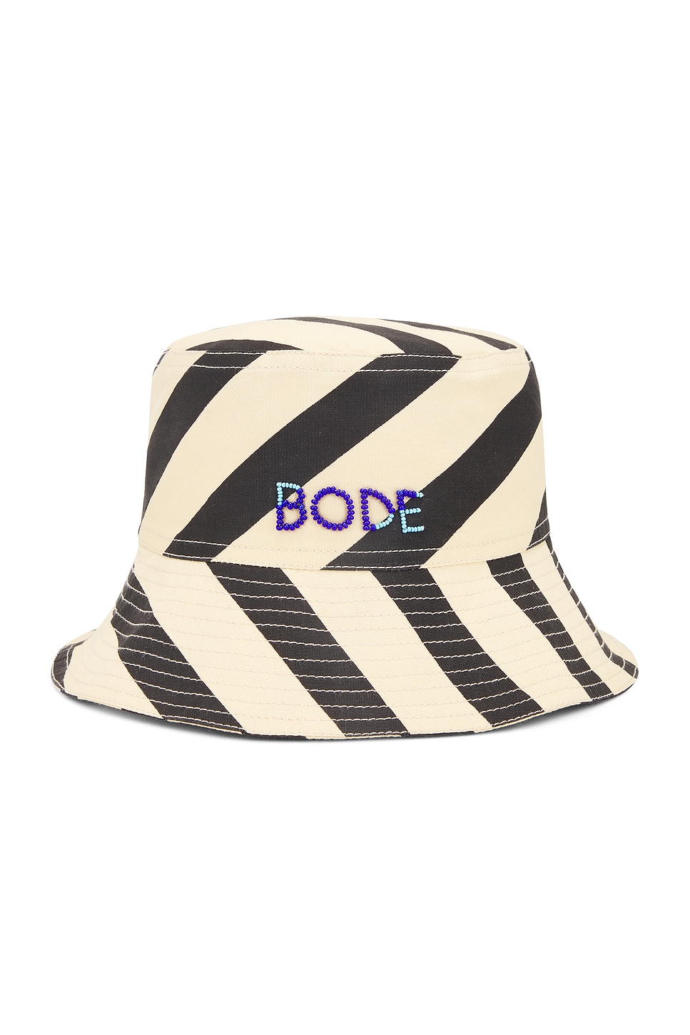 Domino Stripe Bucket Hat in Beige
