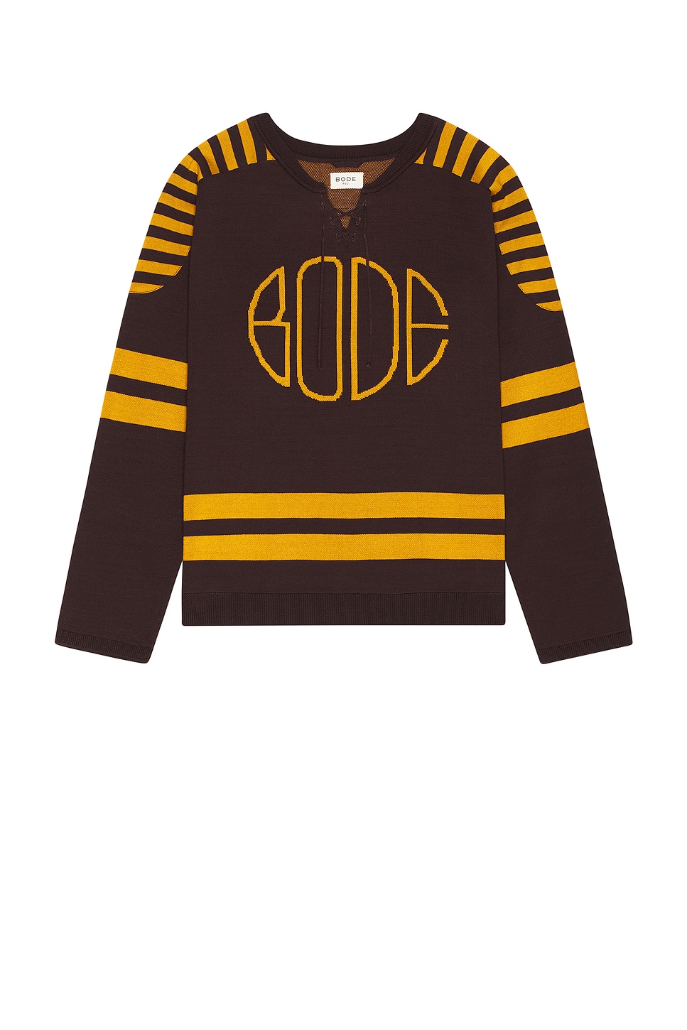 Shop Bode Rink Sweater In Brown & Yellow