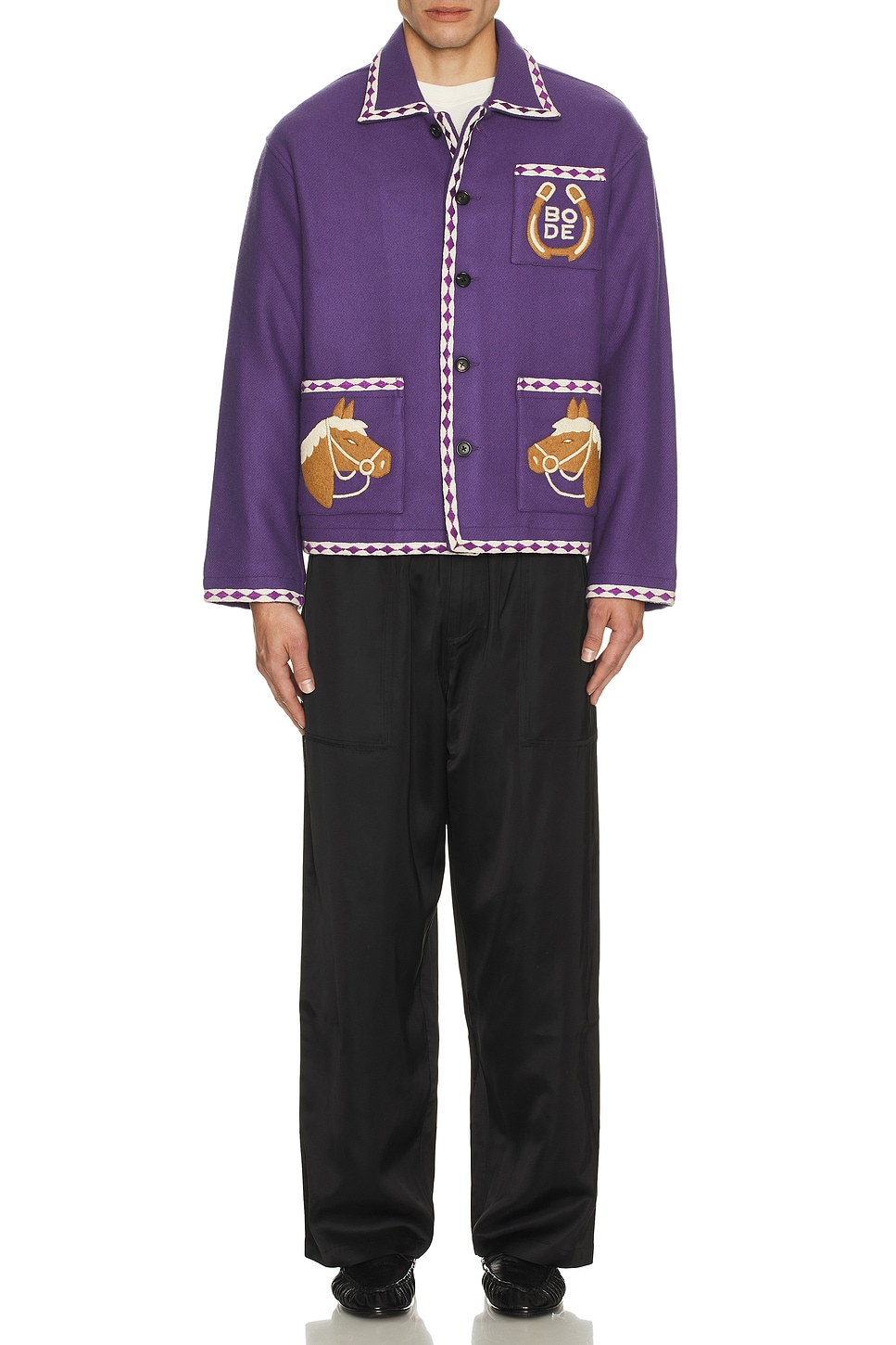 Image 1 of BODE Bronco Applique Jacket in Purple in Purple White