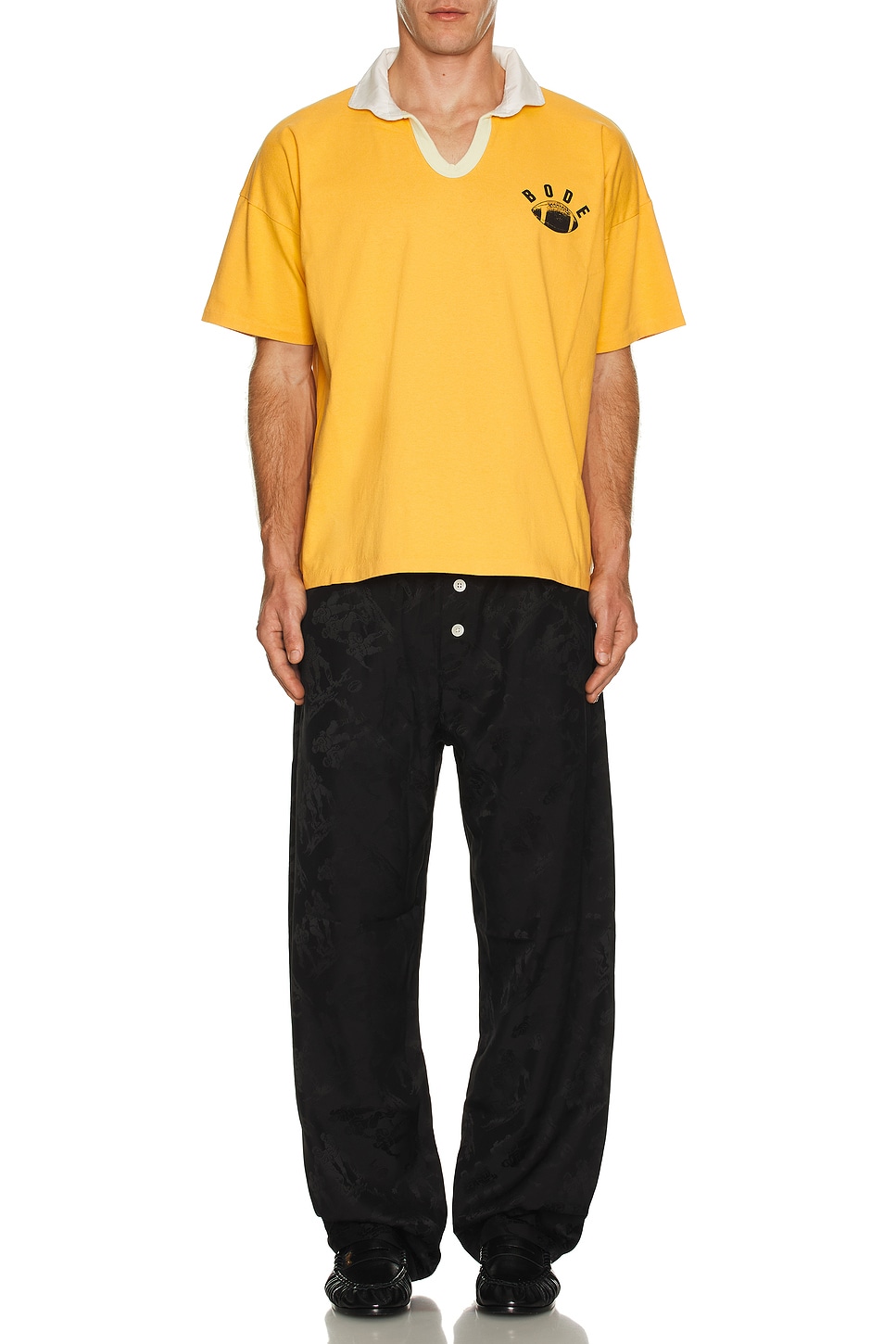 Image 1 of BODE Football Jacquard Pajama Pants in Black