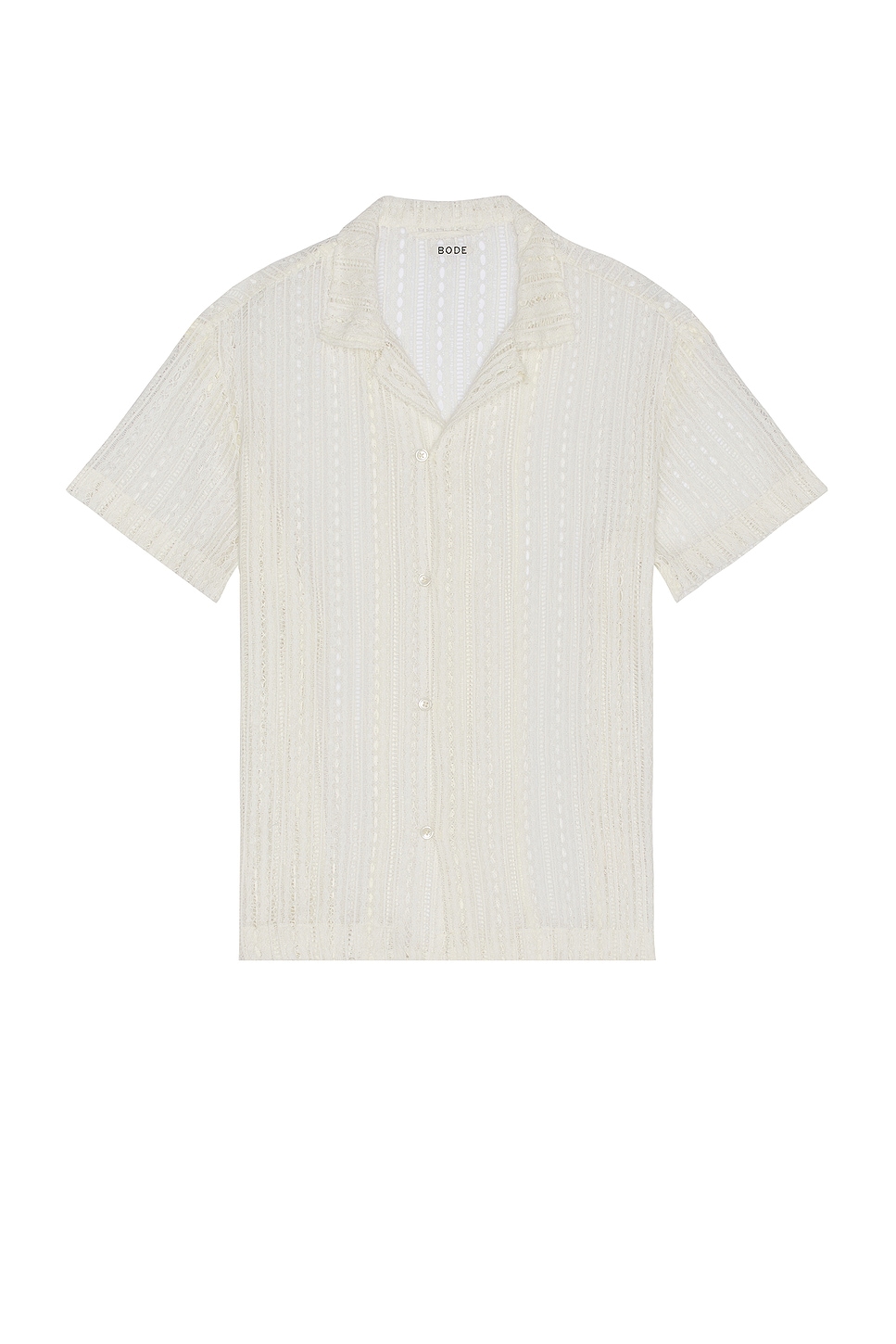 Image 1 of BODE Meandering Lace Short Sleeve Shirt in Natural