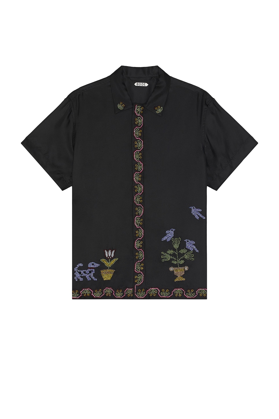 Image 1 of BODE Garden Sampler Short Sleeve Shirt in Black Multi