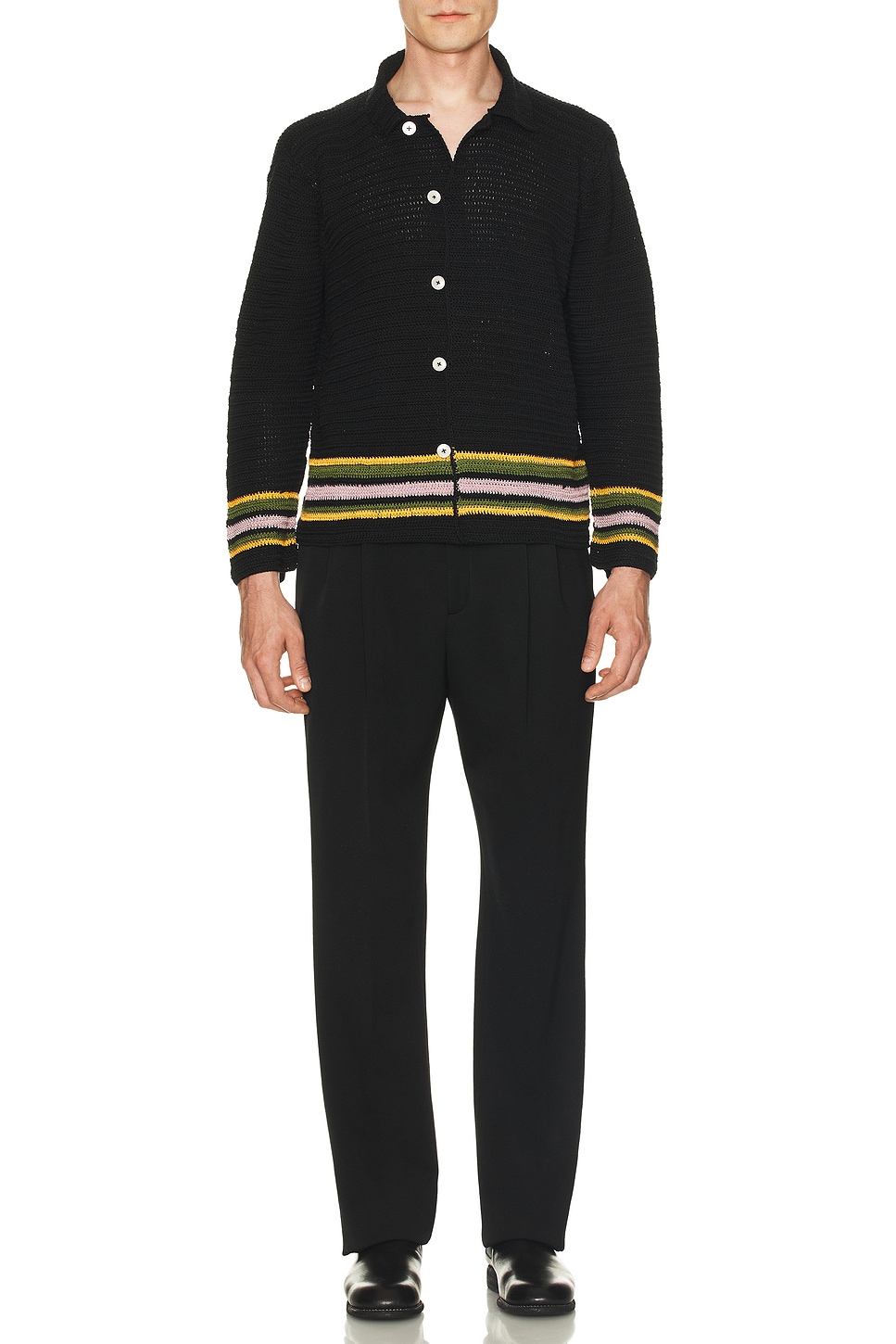 Image 1 of BODE Harbor Stripe Overshirt in Black Multi
