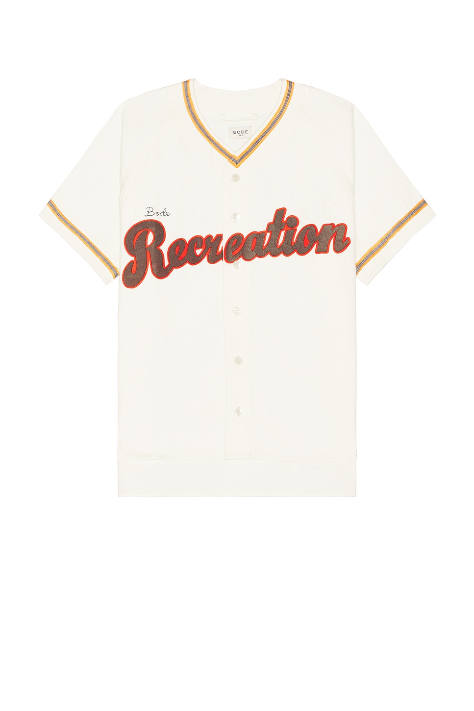 Shop Bode Baseball Shirt In White Multi