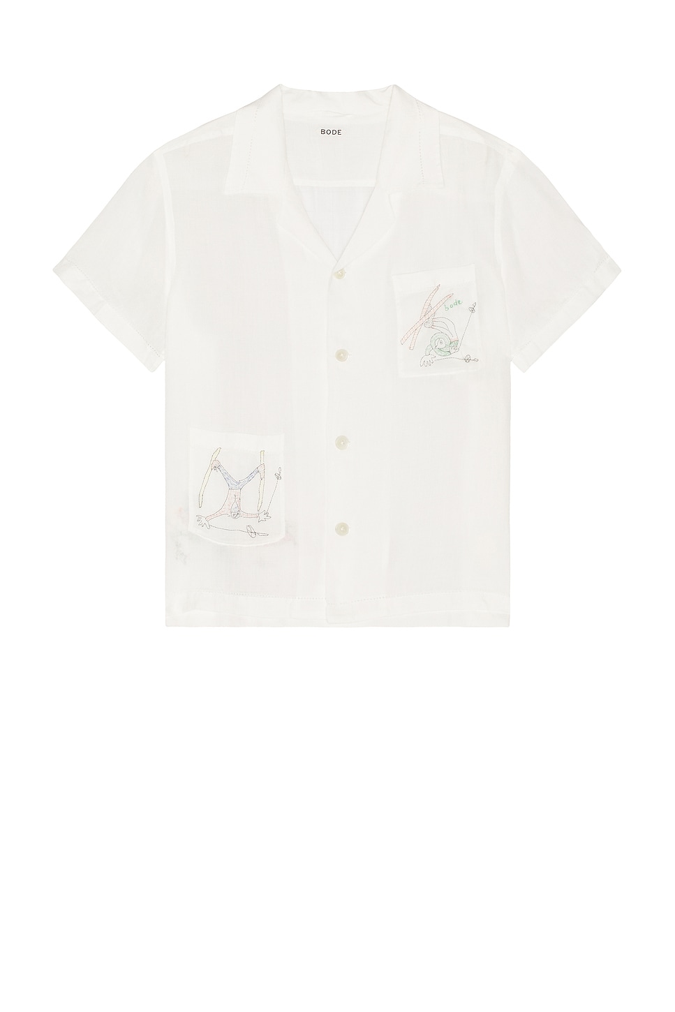 Shop Bode Skiers Short Sleeve Shirt In White