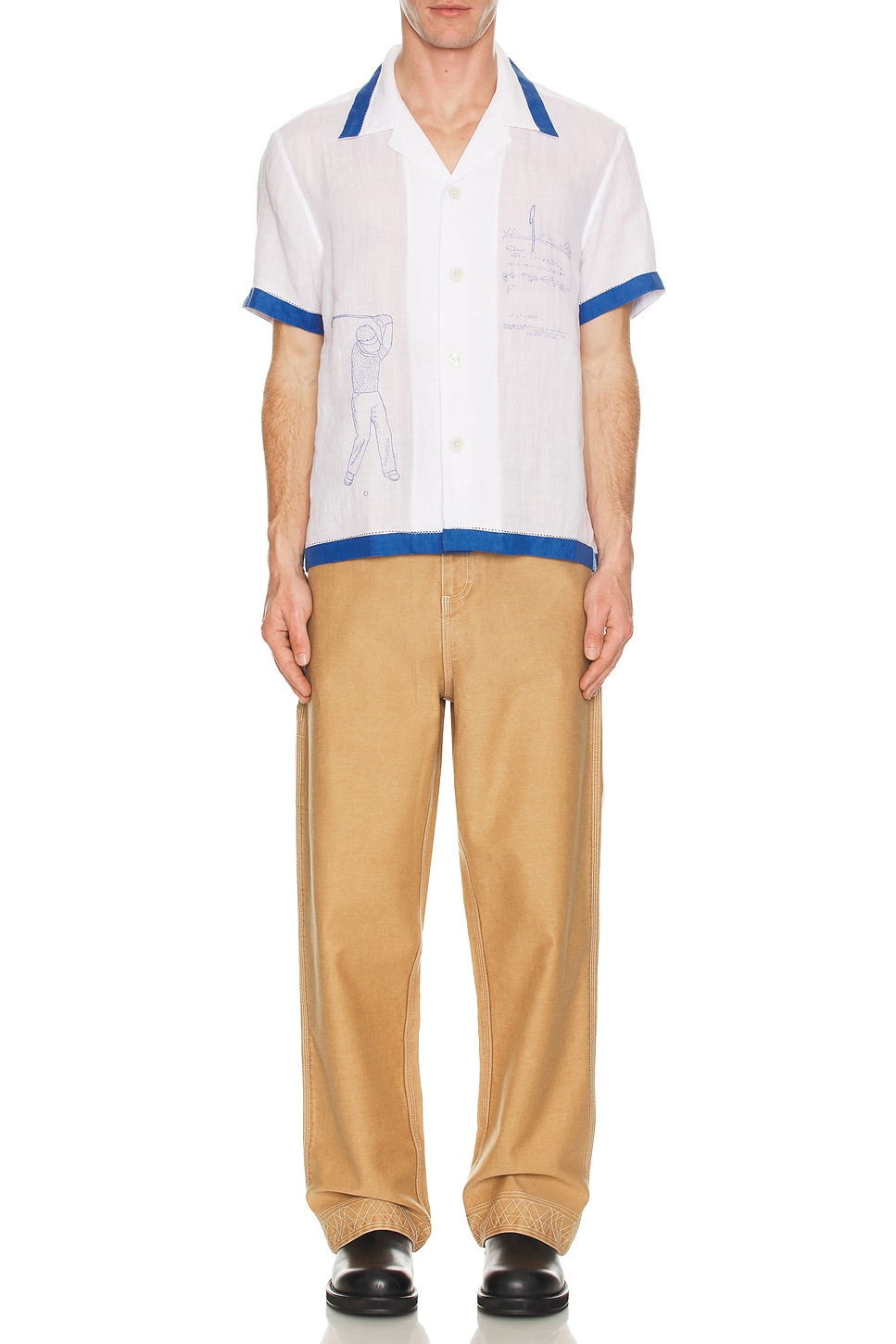 Image 5 of BODE Club Champion Short Sleeve Shirt in White & Blue