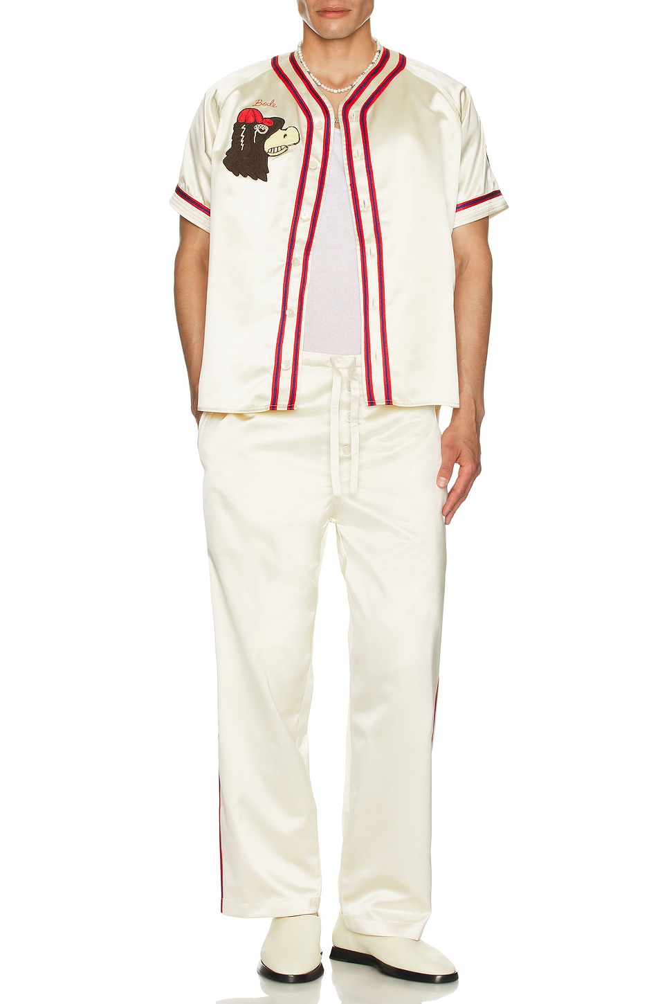 Image 1 of BODE Redtail Baseball Shirt in Cream & Multi
