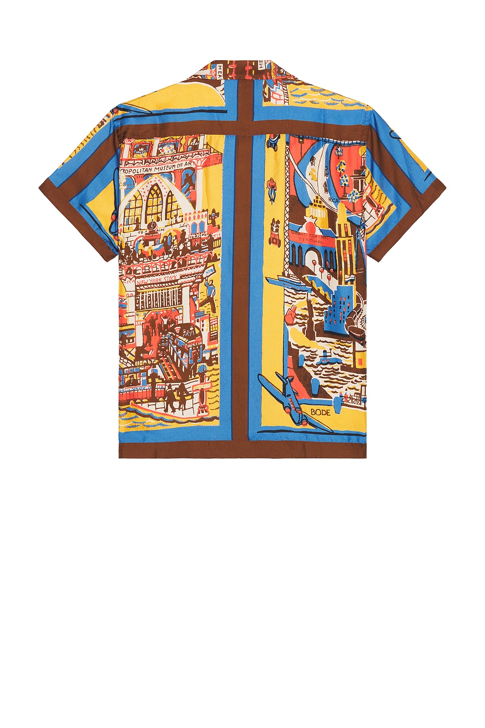 Bode Manhattan Island Camp-collar Printed Silk-satin Shirt In Multi