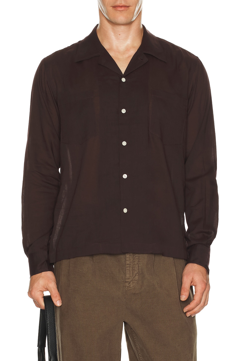 Image 1 of BODE Voile Long Sleeve Shirt in Brown