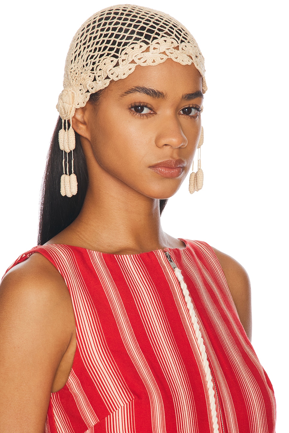 Bode Blossom Crochet Cap In Cream
