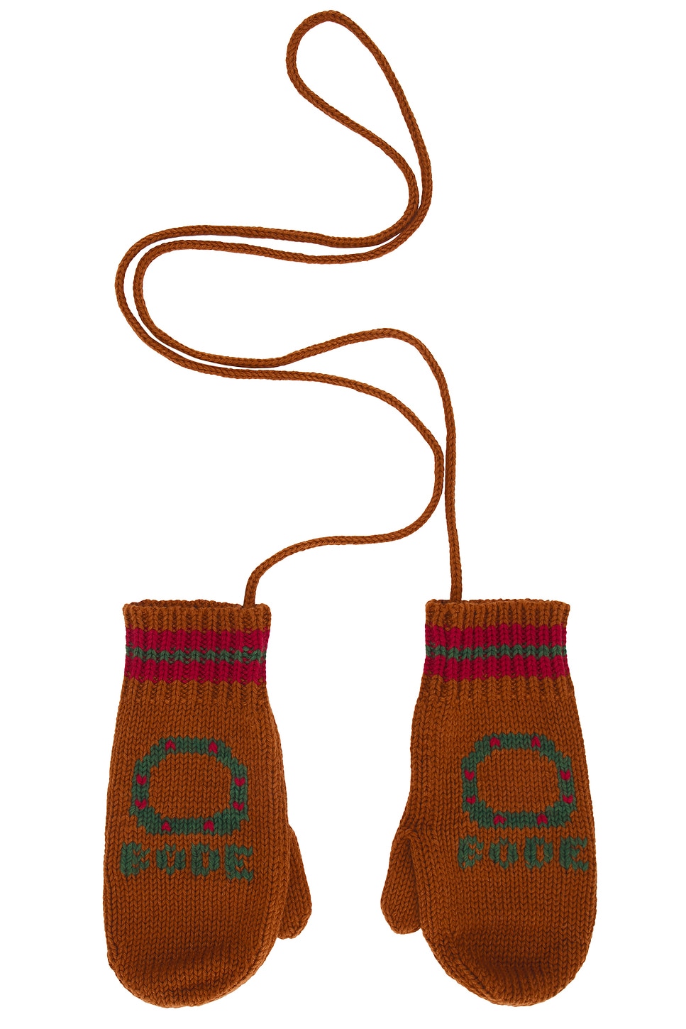 BODE Holly Stripe Mittens in Brown