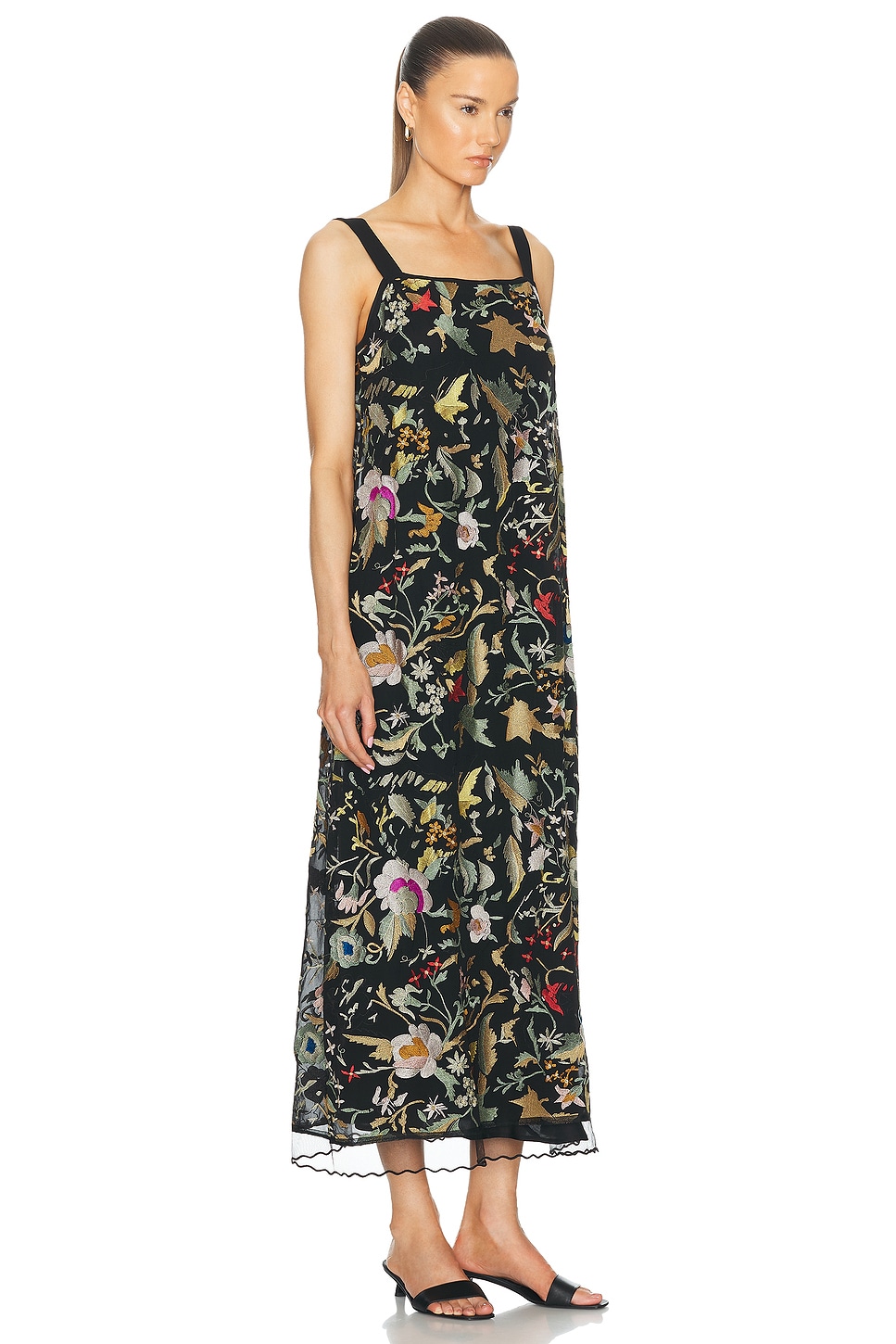 Shop Bode Heirloom Floral Gown In Black Multi