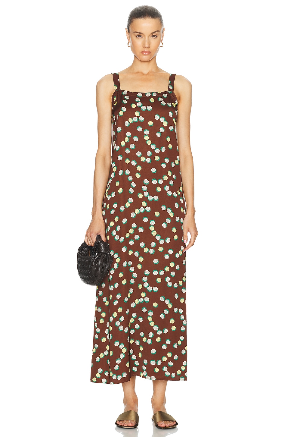 Shop Bode Bubble Dot Dress In Brown Multi