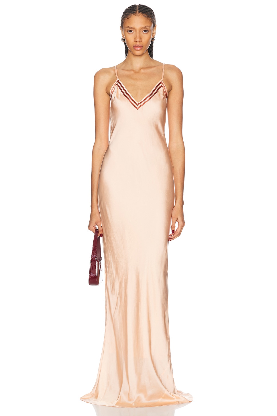 Bode Sateen Slip Dress In Pink