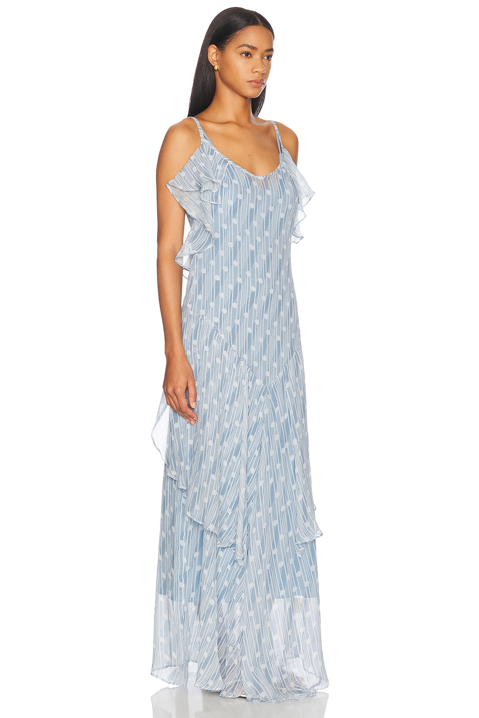 Shop Bode Meridian Gown In Blue & Cream