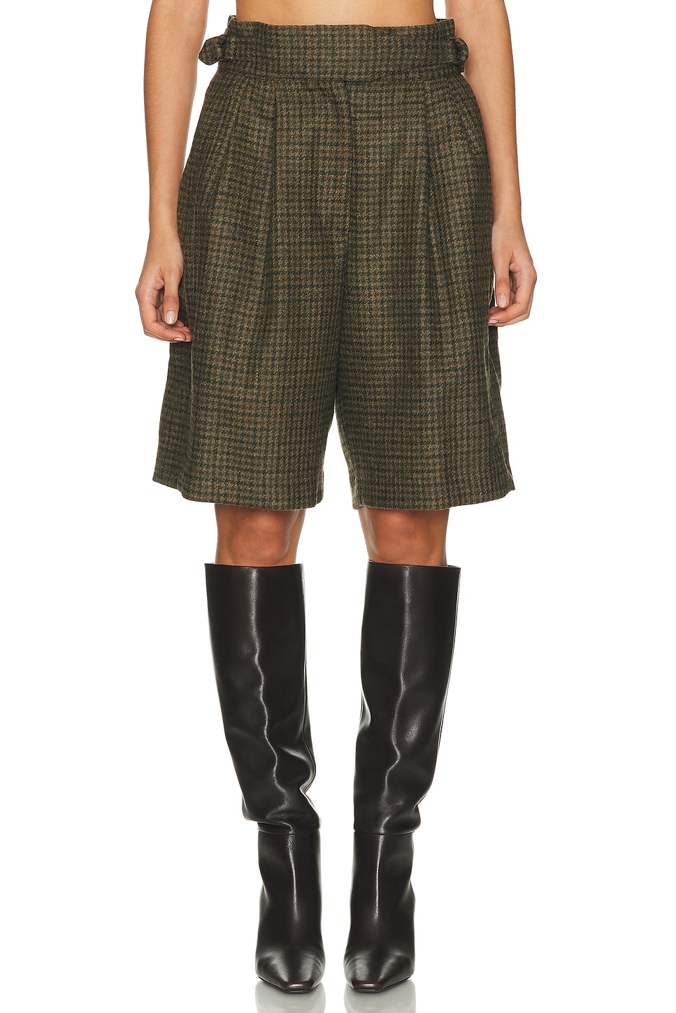 Image 1 of BODE Morris Houndstooth Short in Brown Green