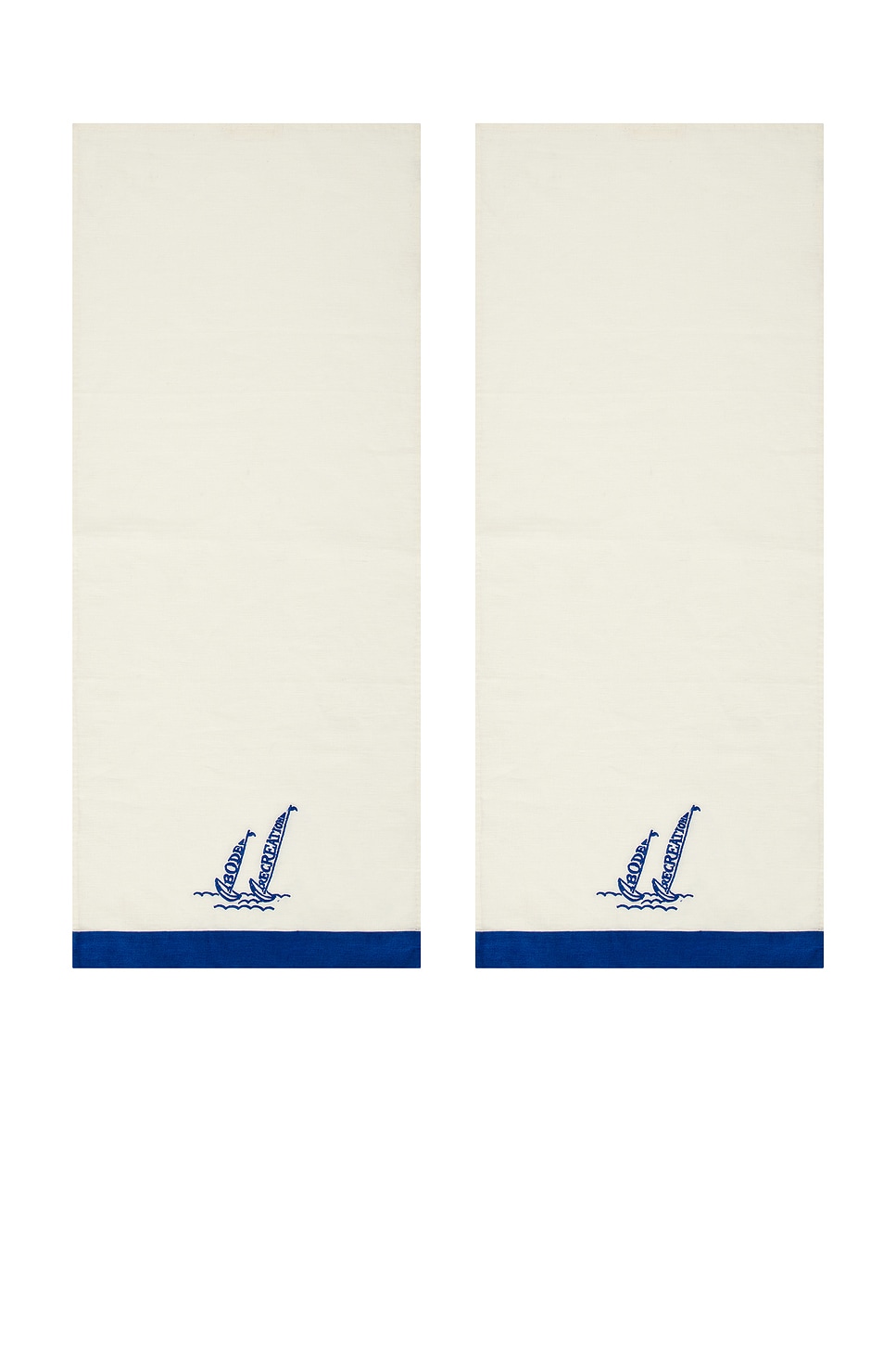 Bode Recreation Sails Dish Towels In White & Blue