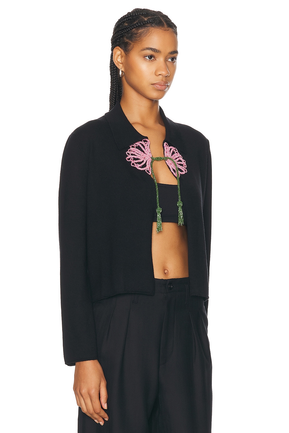 Shop Bode Beaded Abilene Cardigan In Black