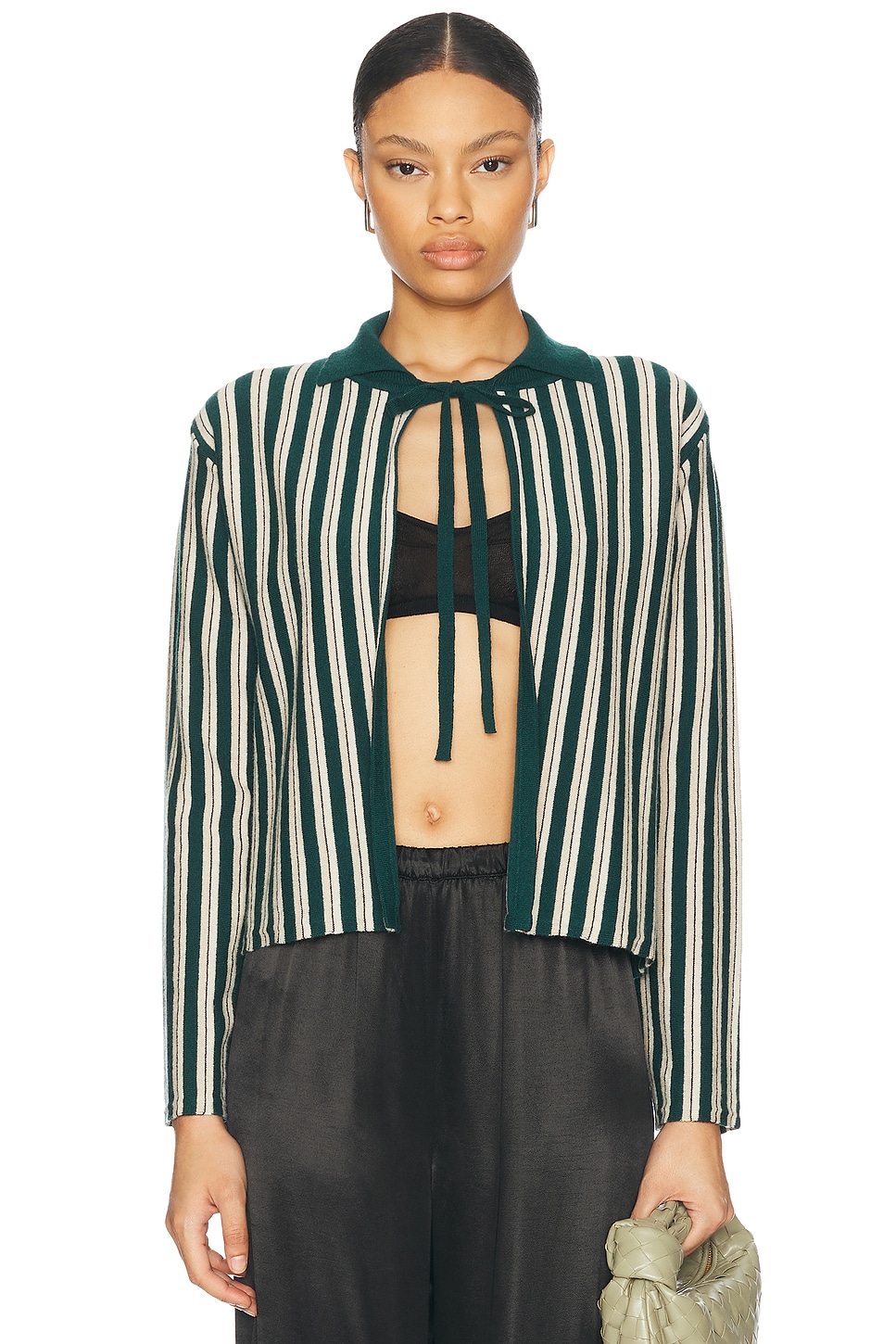 Hogan Stripe Cardigan in Dark Green