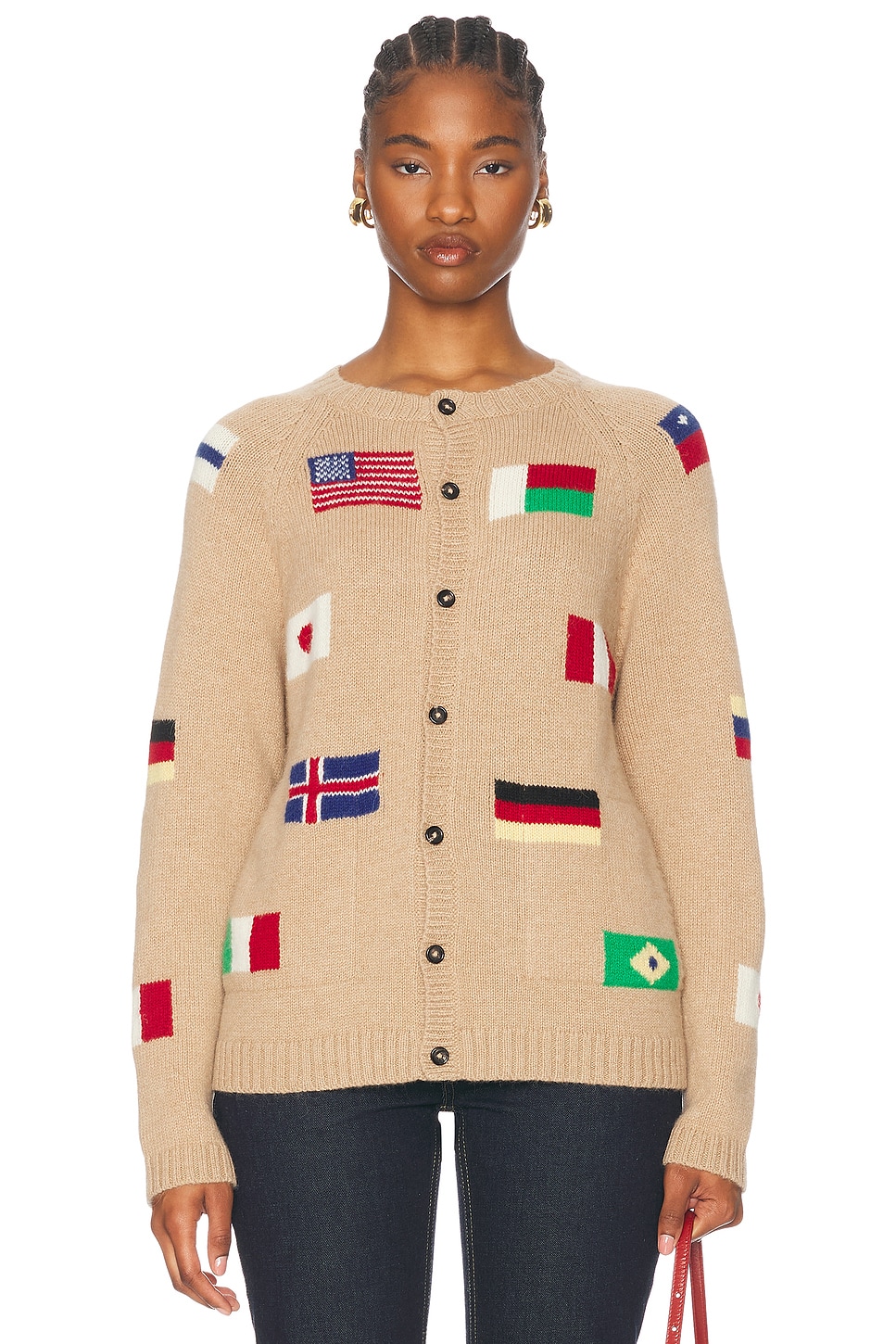 Image 1 of BODE Round The World Cardigan in Tan