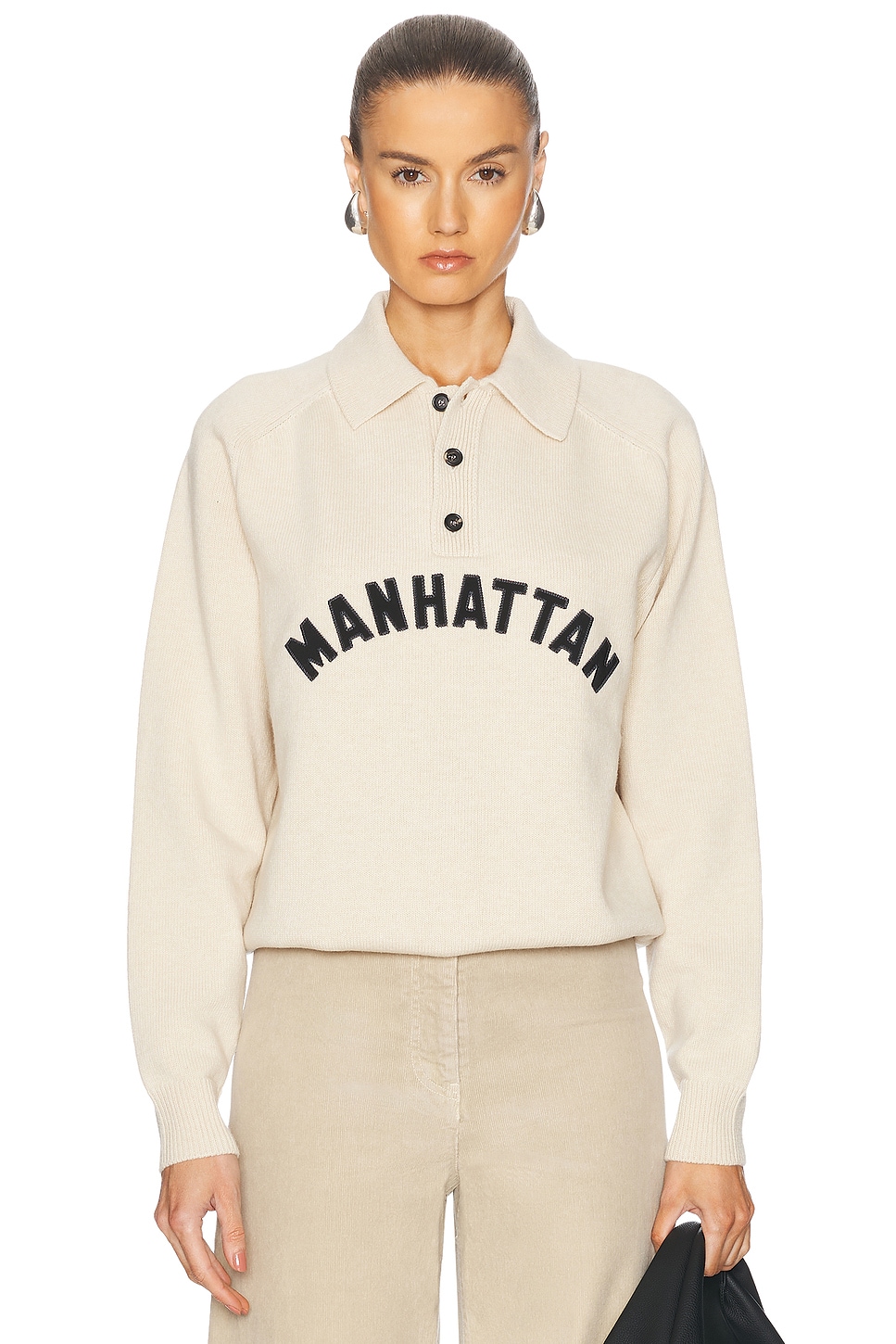 Image 1 of BODE Manhattan Polo Sweater in Cream