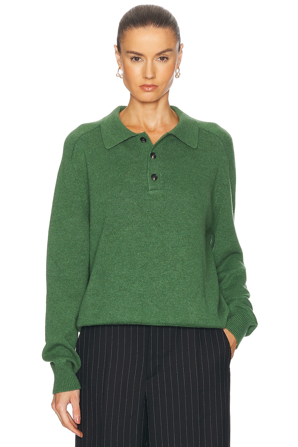 Image 1 of BODE Cashmere Polo Sweater in Green