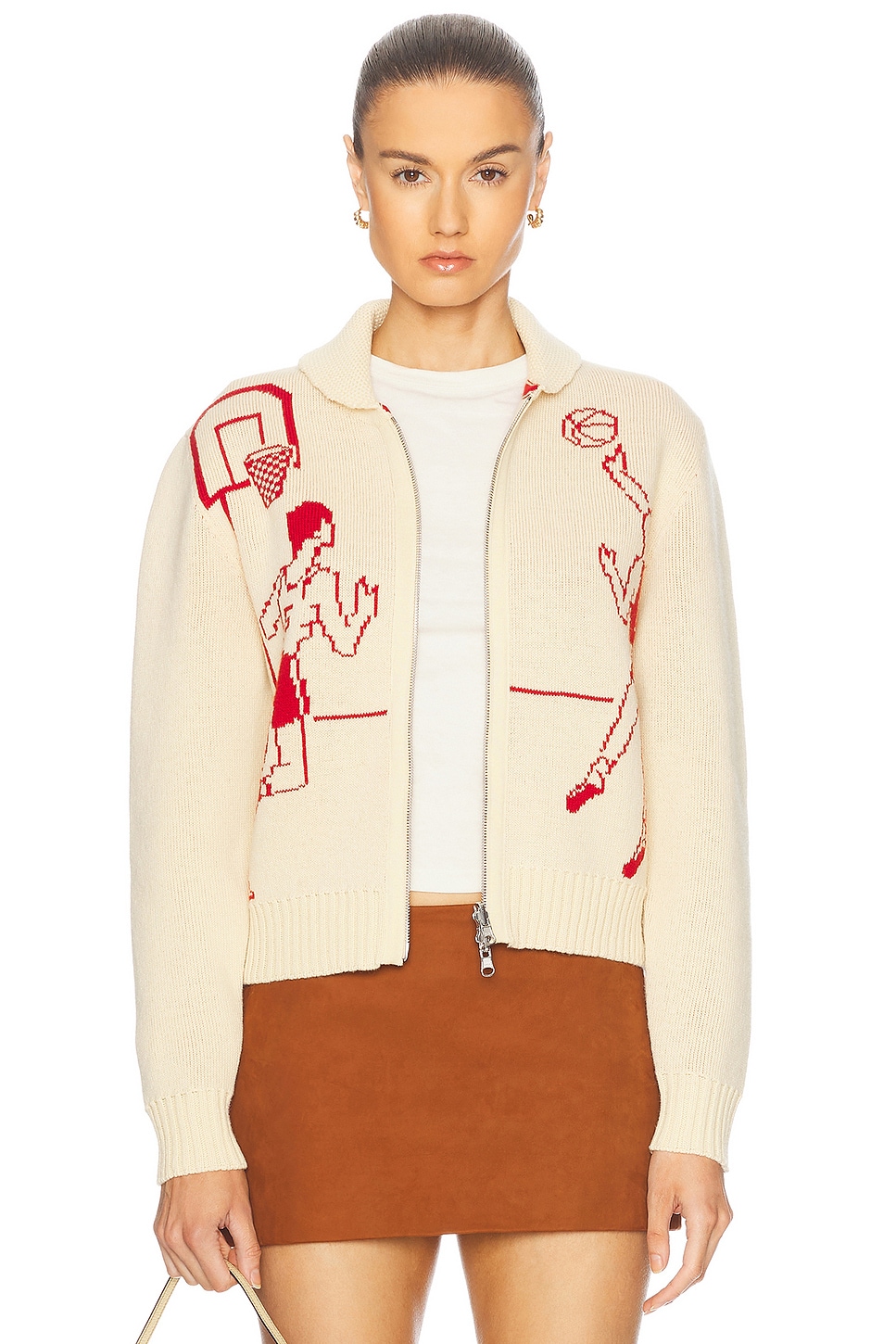 Image 1 of BODE Hoop Cardigan in Cream Red