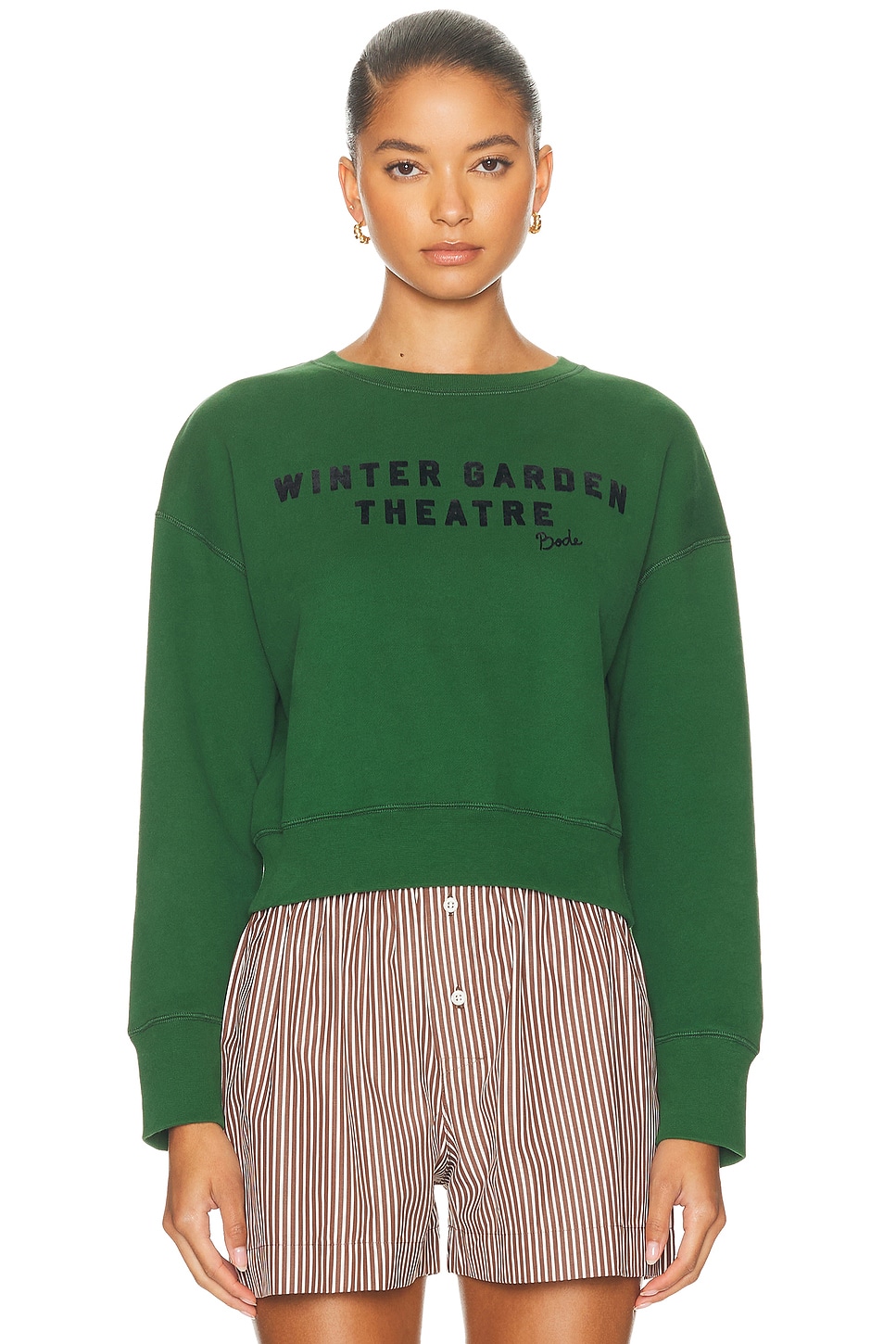 Bode Theatre Crewneck Sweater In Green