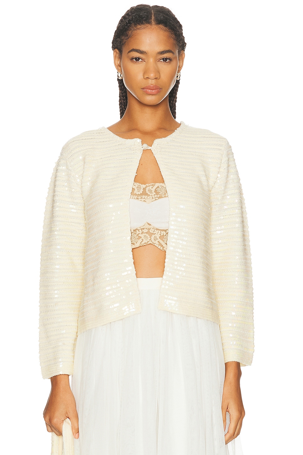 Image 1 of BODE Spotlight Swing Cardigan in Ivory