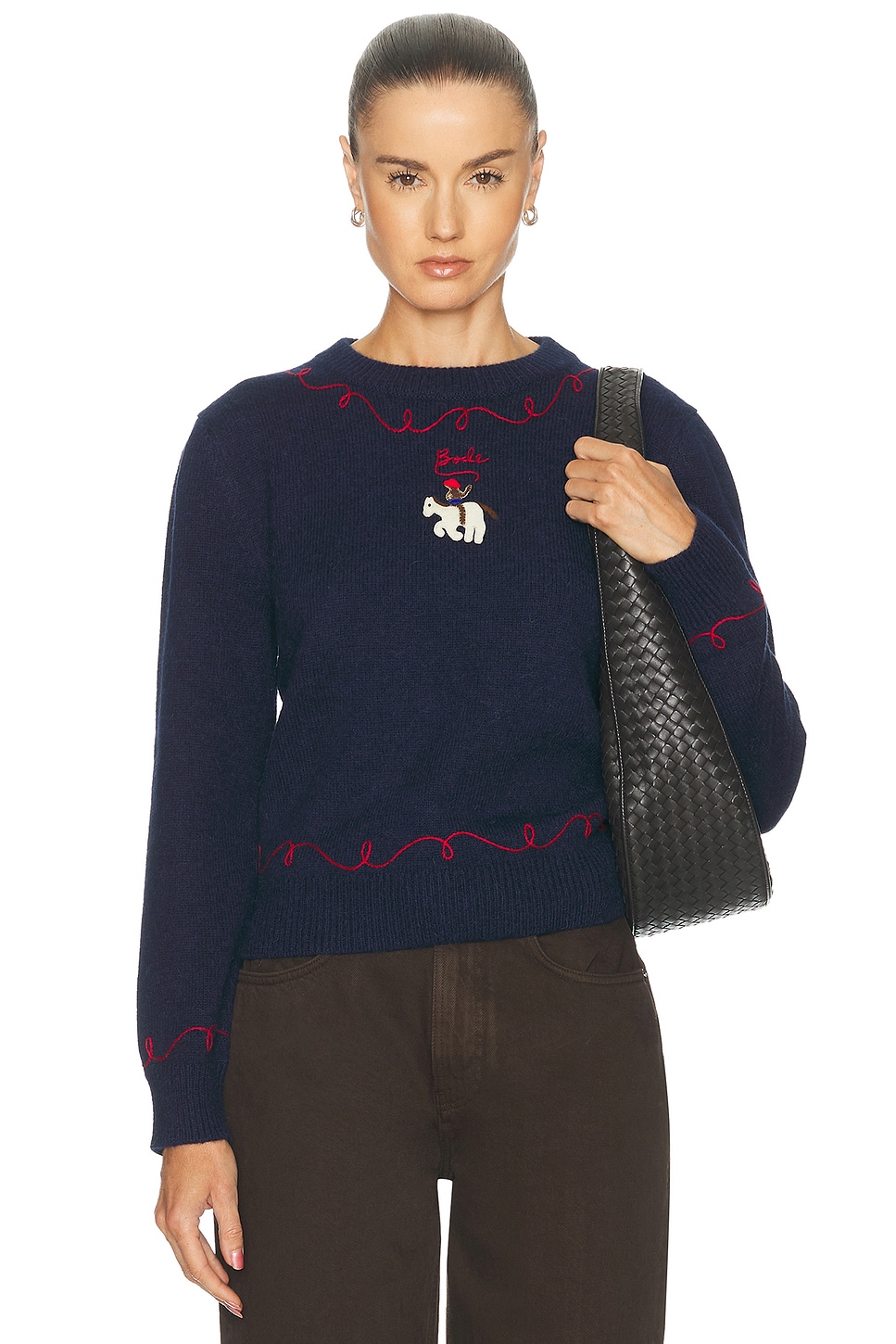 Bode Cowboy Appliqué Pullover Sweater