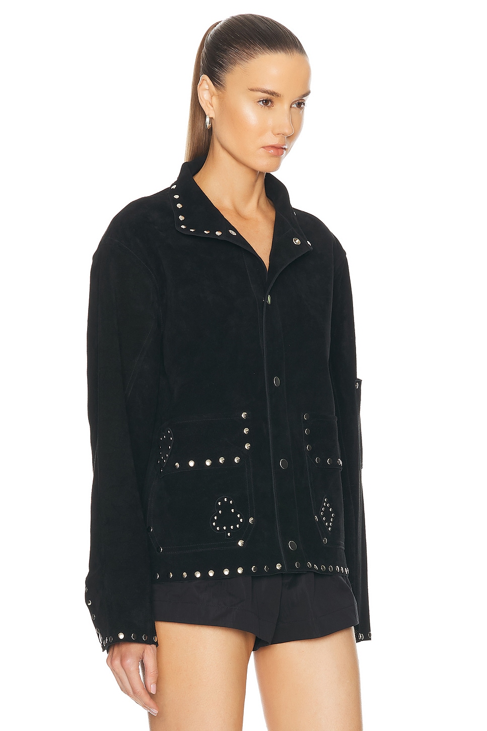 Shop Bode Deck Of Cards Studded Jacket In Black
