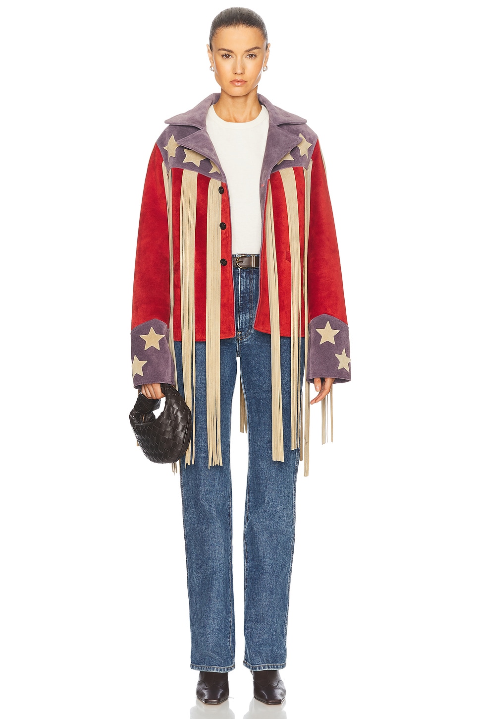 Image 1 of BODE Flag Fringe Jacket in Red, White & Blue