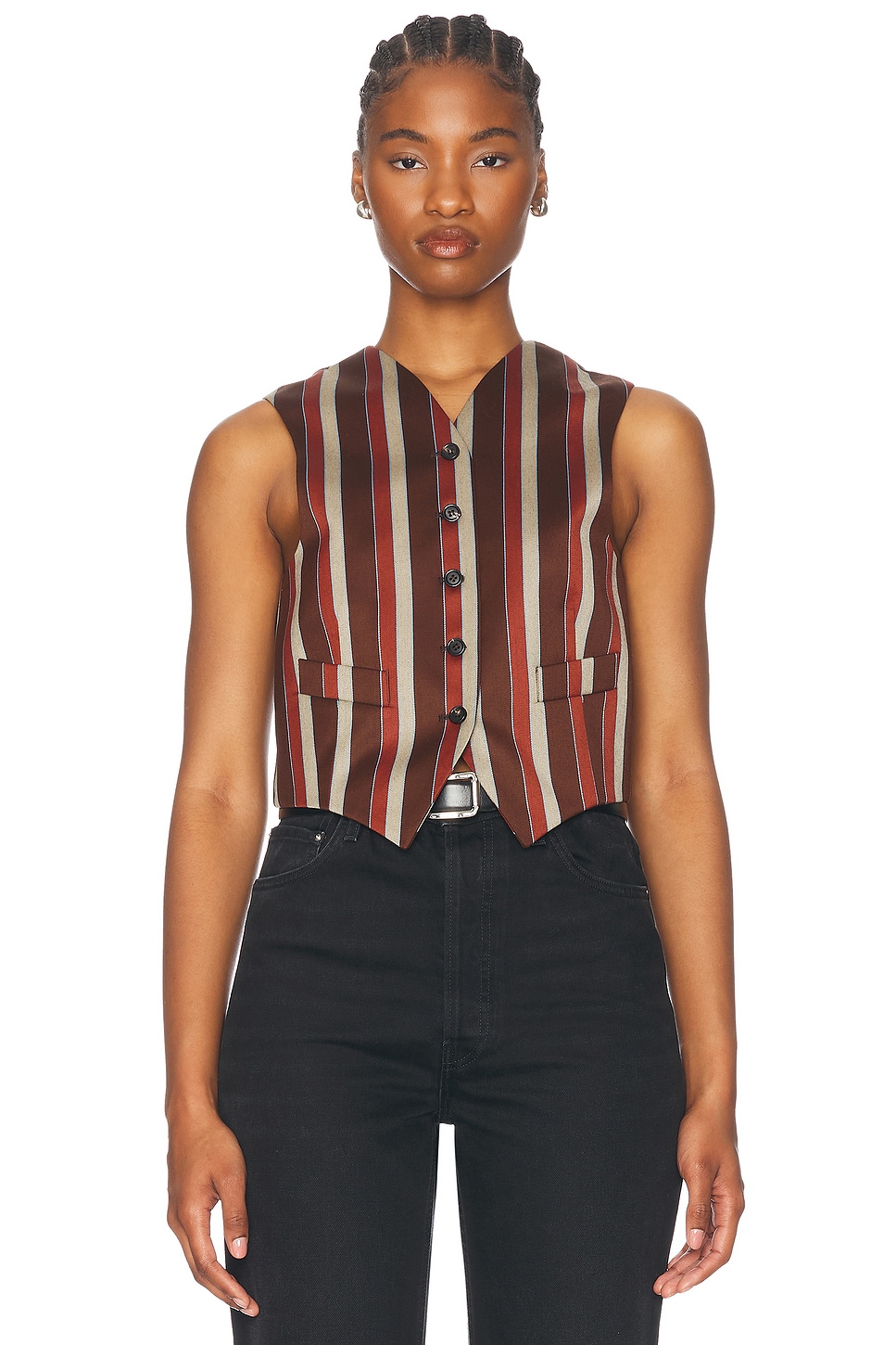 Arizona Stripe Waistcoat in Brown