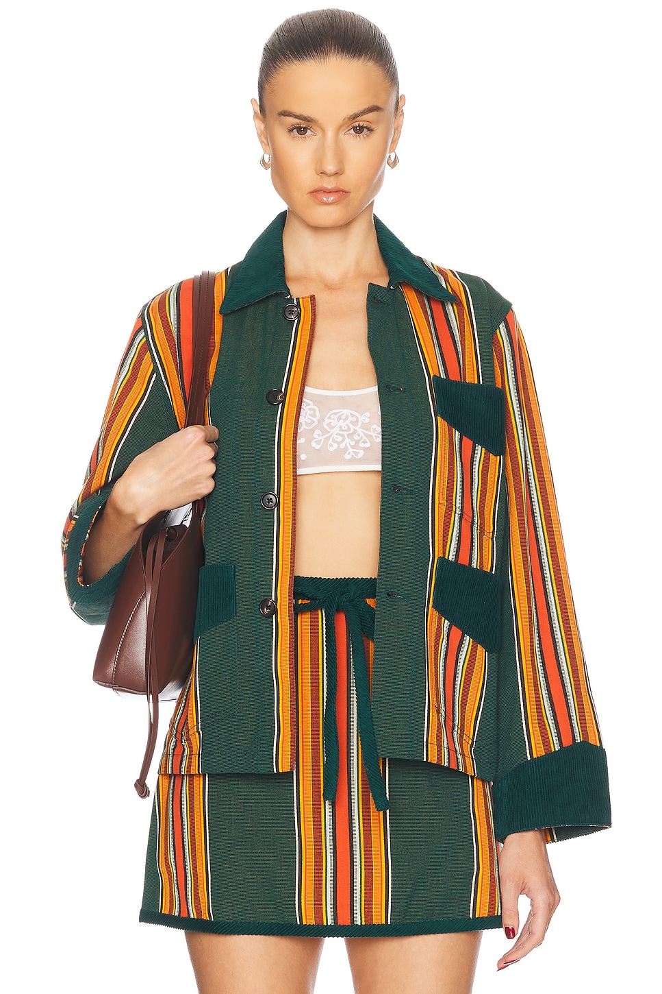 Parakeet Stripe Craft Jacket in Green