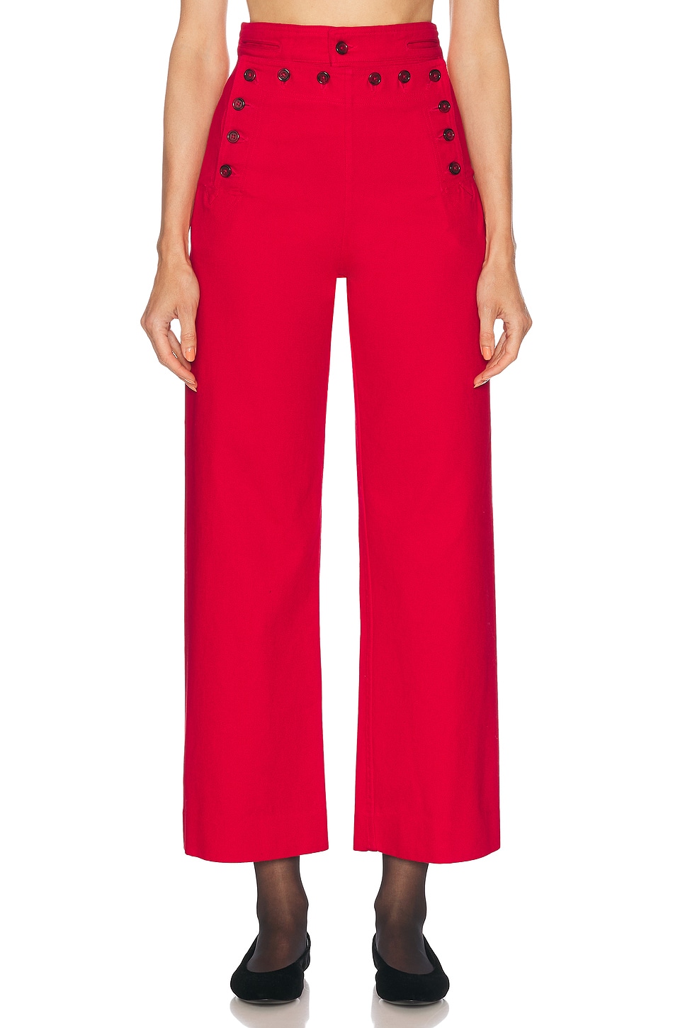 Spring Twill Sailor Trouser in Red