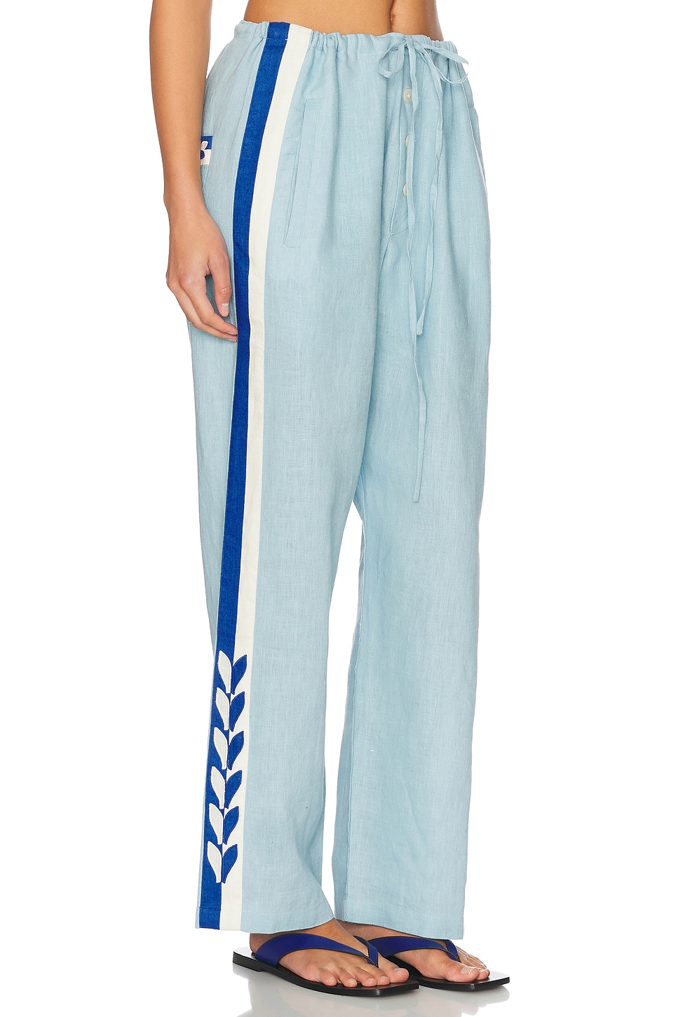 Shop Bode Seedling Stripe Pajama Pant In Blue White