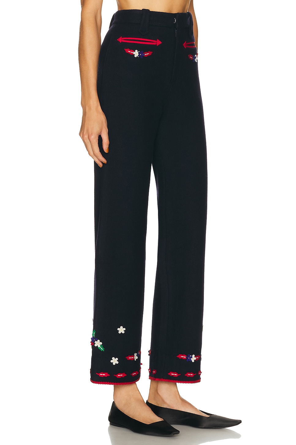 Bode Carroll Flowers Trousers In Black
