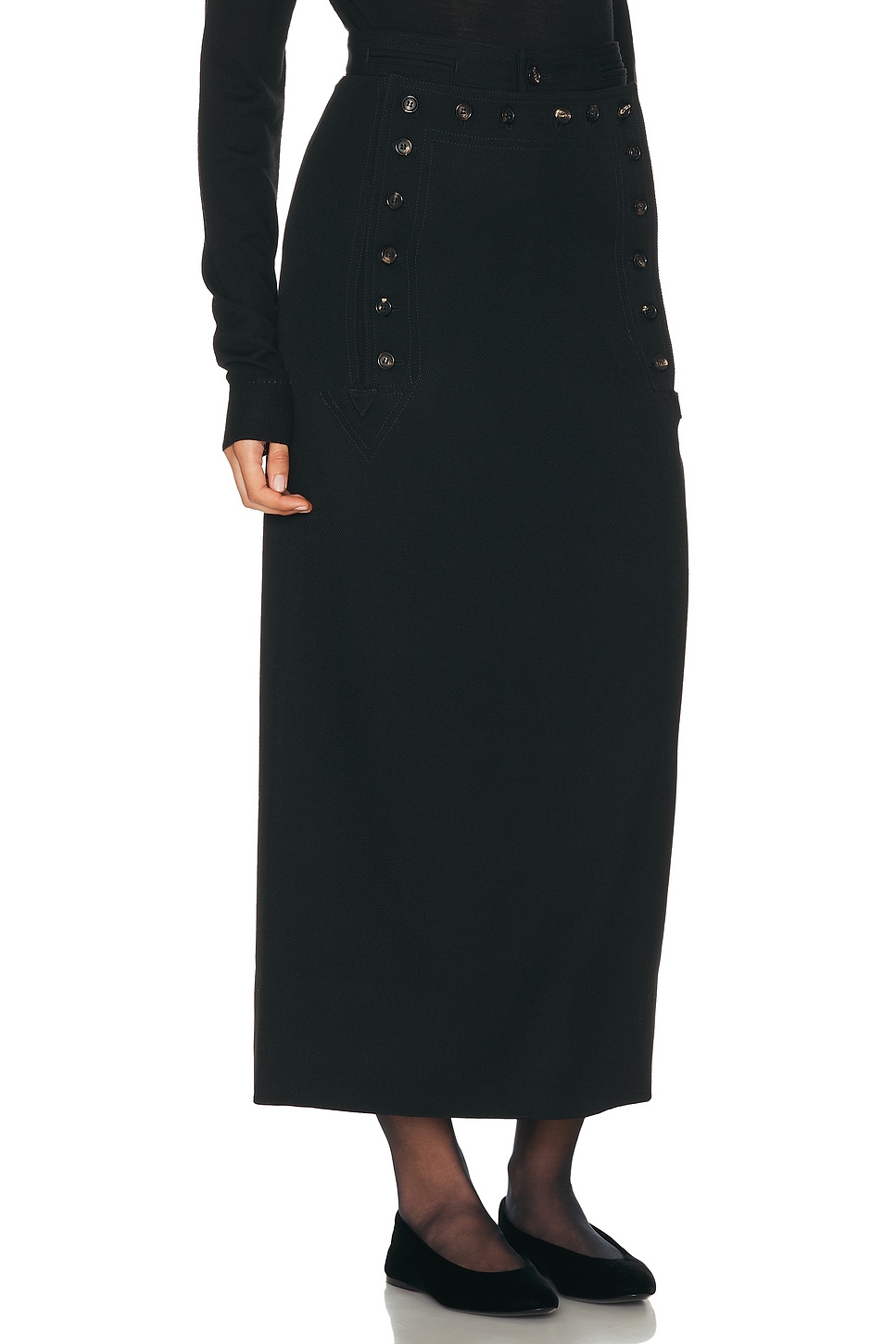 Bode Wool-twill Maxi Skirt In Black