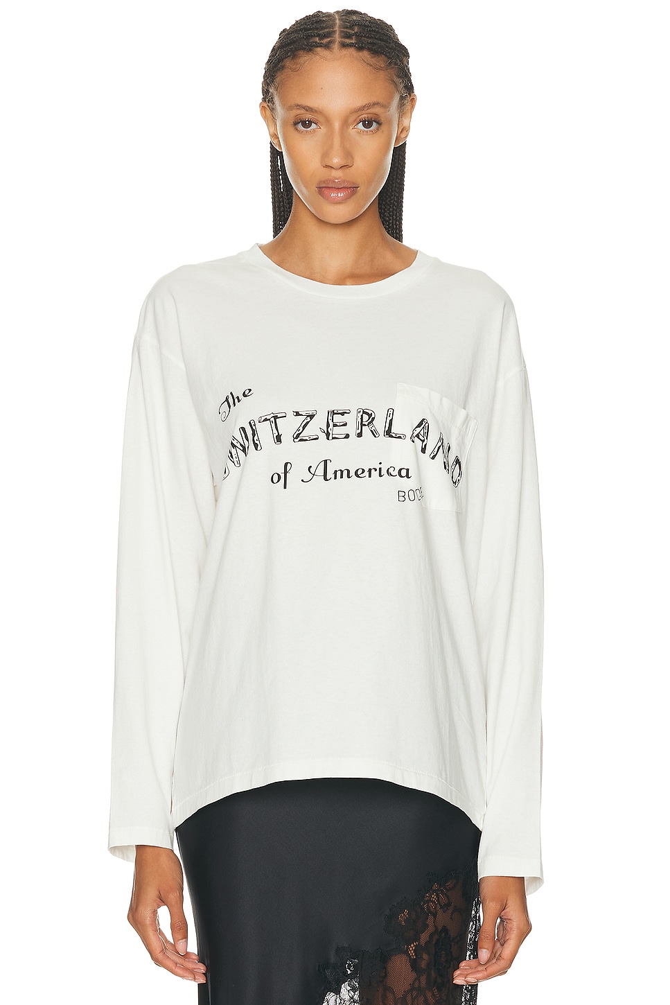 Bode Campground Long Sleeve Top In White