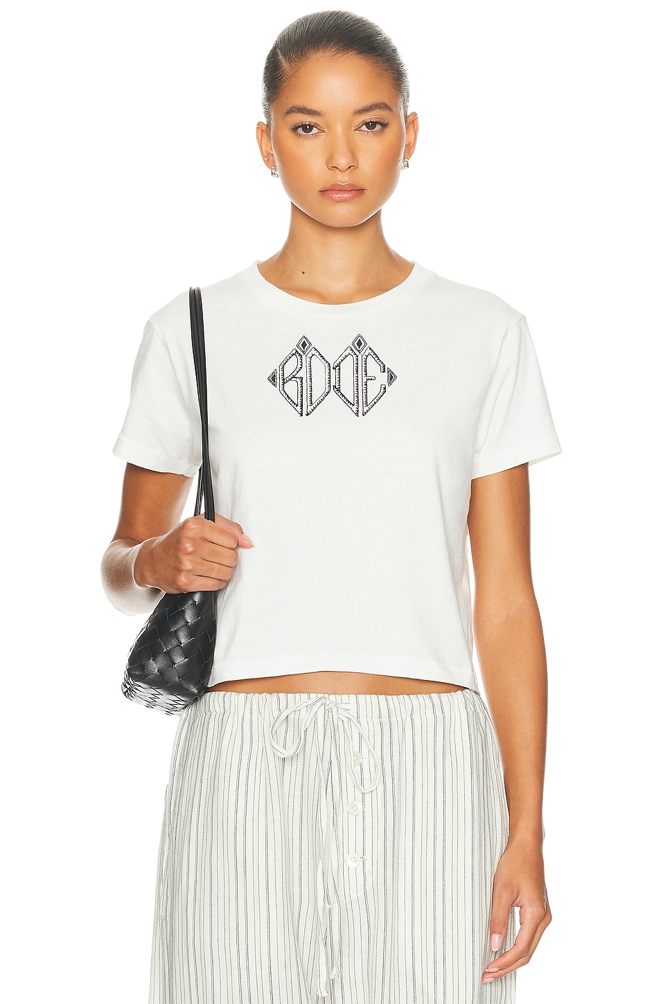 Bode Diamond Monogram Tee In White