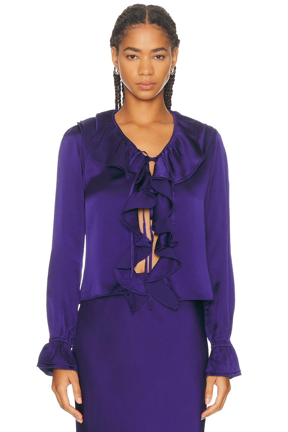 Image 1 of BODE Dream Souvenir Flounce Blouse in Ultramarine