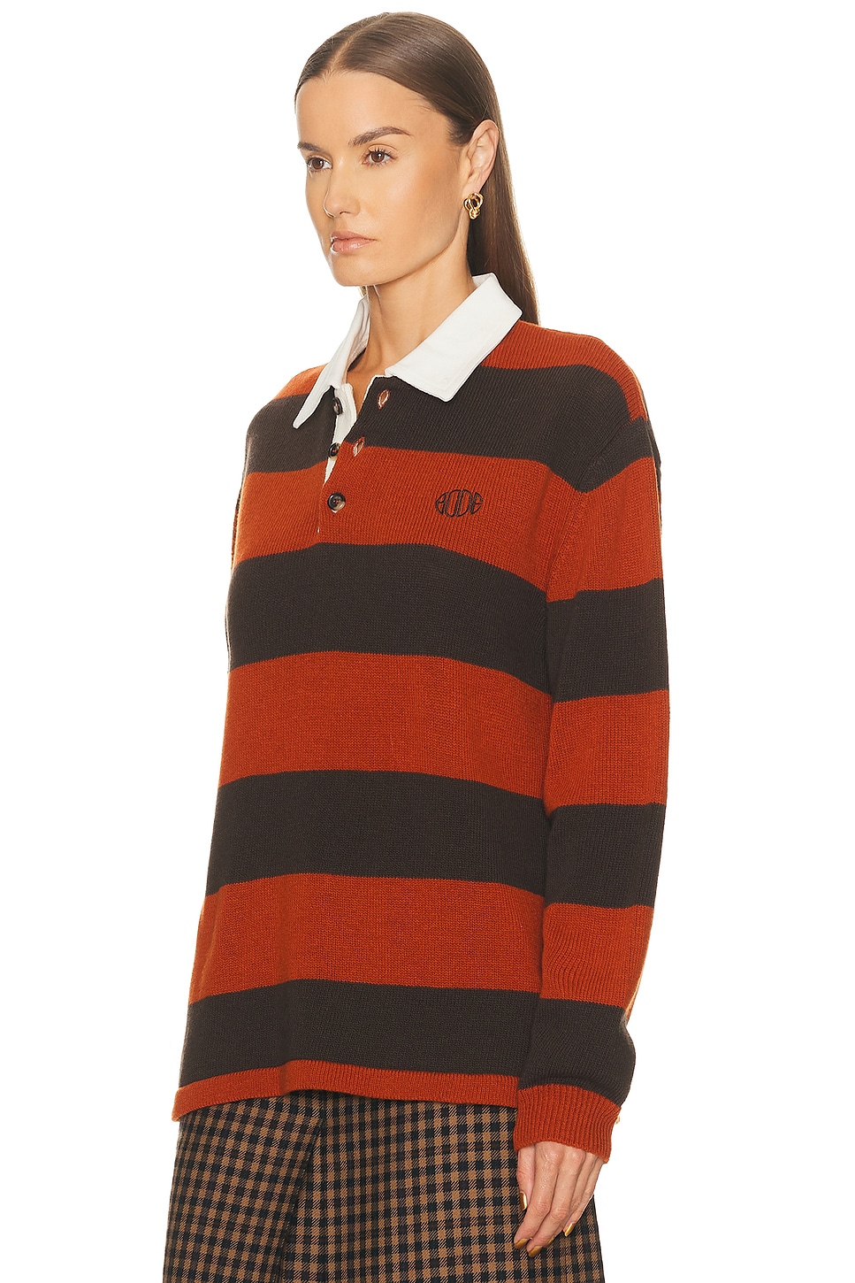 Bode Pine Stripe Polo Top In Multi