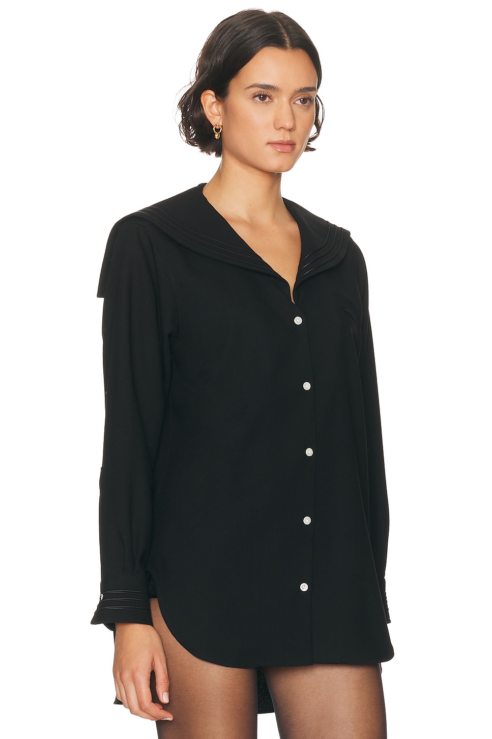 Bode Astor Wool-crepe Blouse In Black