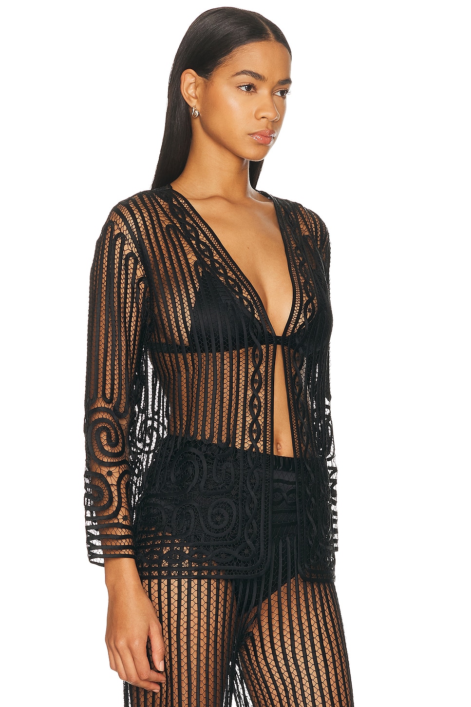 Bode Threadwork Top In Black