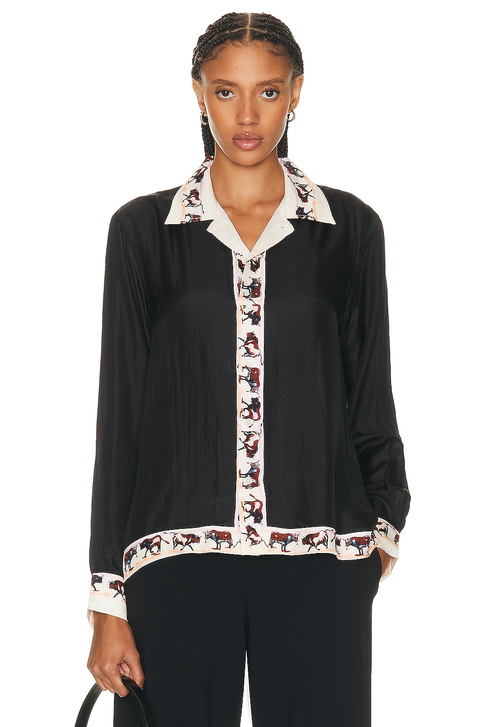 Image 1 of BODE Taureau Long Sleeve Shirt in Black