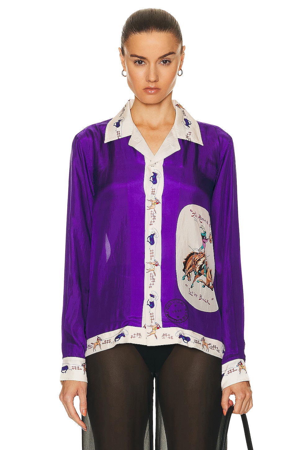 Image 1 of BODE Round Up Long Sleeve Shirt in Violet