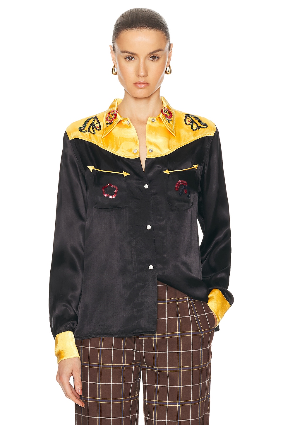 Image 1 of BODE Sequin Rodeo Shirt in Gold & Black